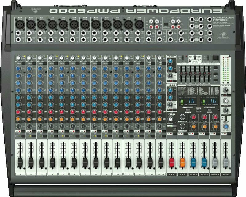 Микшерный пульт BEHRINGER PMP6000 - 2*800Вт, со встроенным усилителем и системой обнаружения обратной связи FBQ