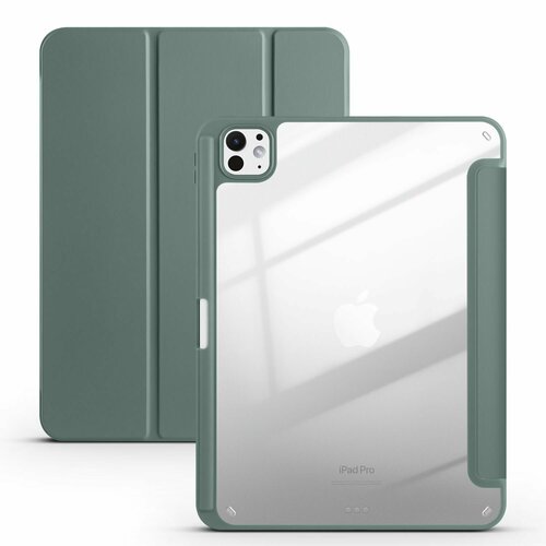 Чехол для iPad Pro 11" (2024) с держателем для Apple Pencil (PC) темно-зеленый