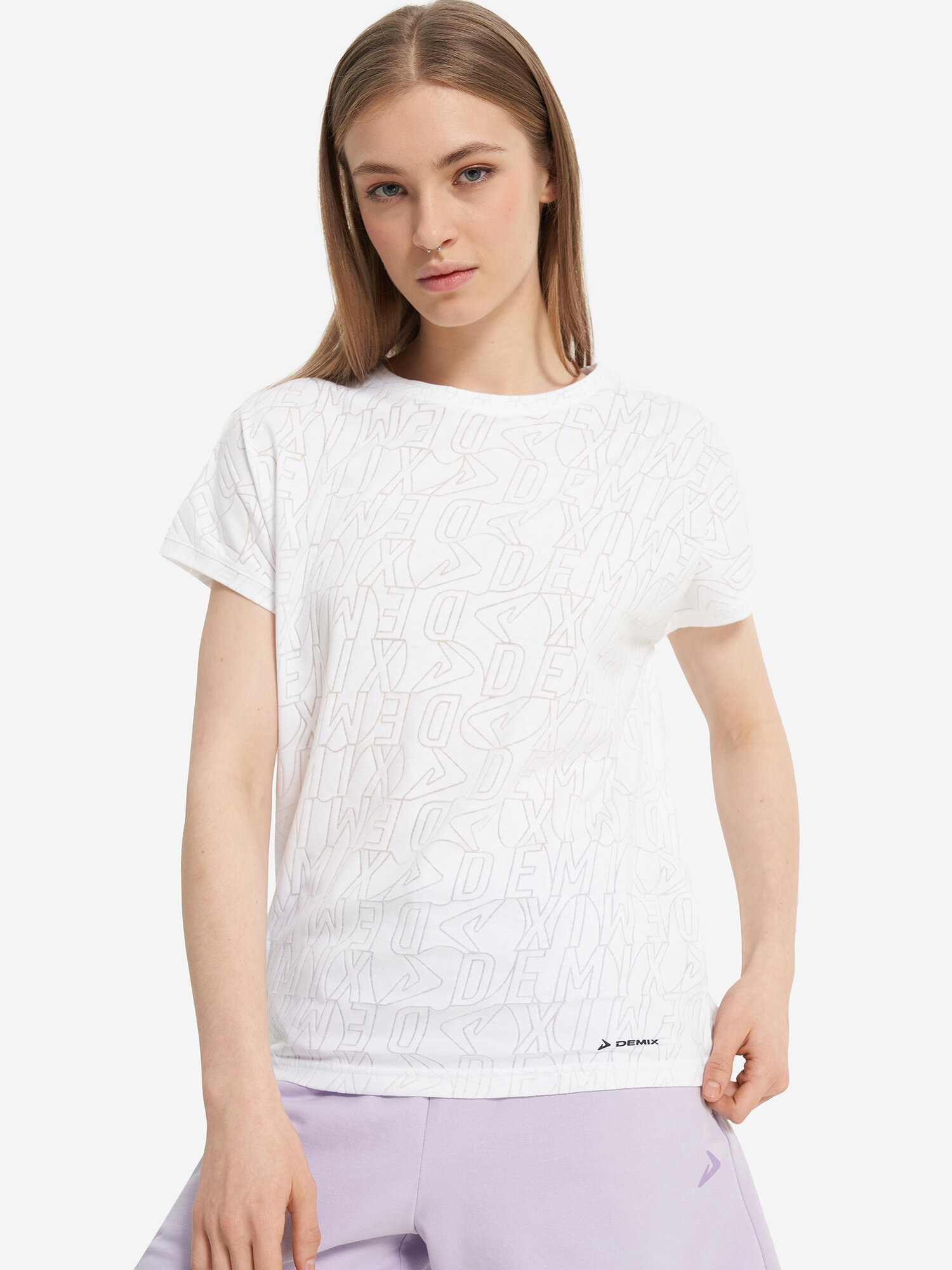 Футболка Demix W D folded graphics SS t-shirts, размер 42/44, белый