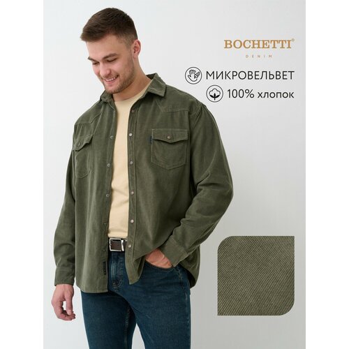 фото Рубашка bochetti, размер 56, светлый хаки