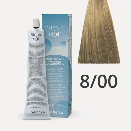 Изображение товара Краска для волос профессиональная без аммиака Inebrya Bionic Color 8/00 Светлый русый интенсивный,100 мл