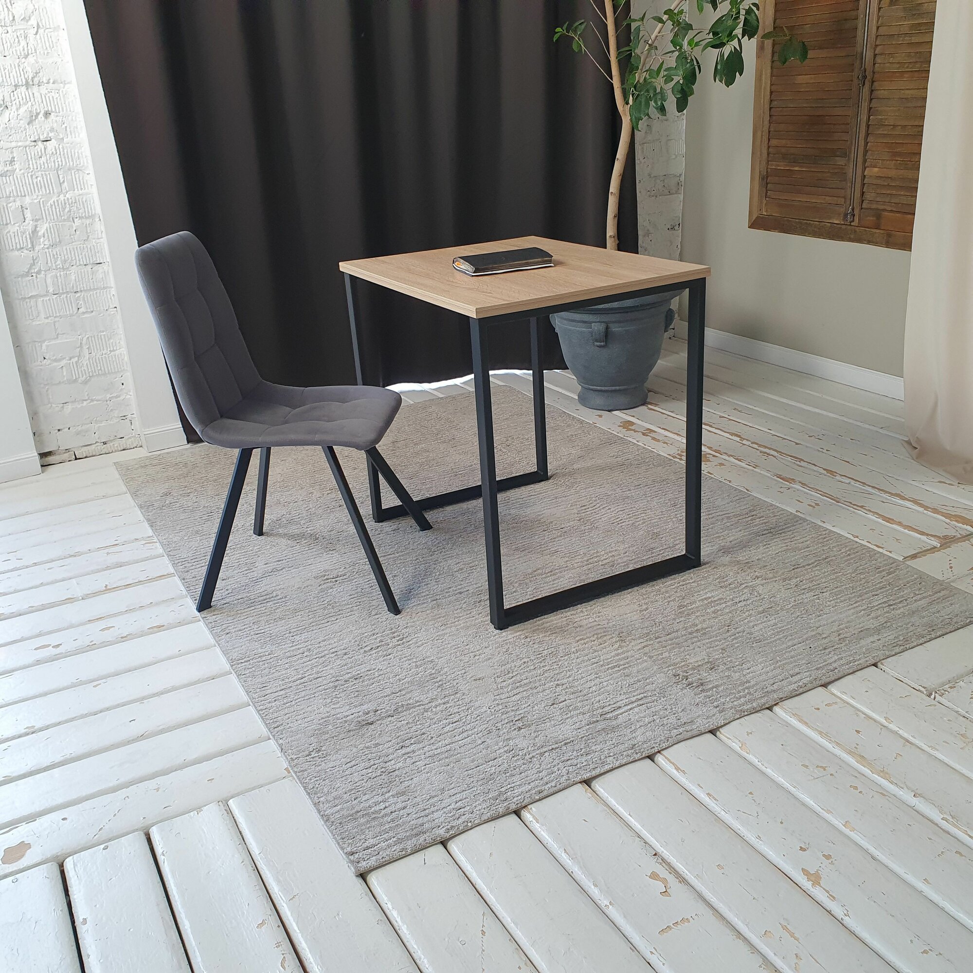 Письменный стол лофт Дуб 80*60 см. Черные ножки — фото 1