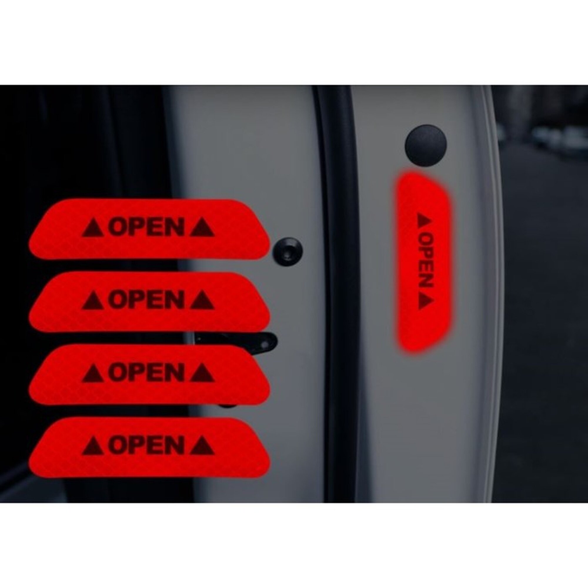 Светоотражающая наклейка Open, 9.5×2.5 см, красный, набор 4 шт.