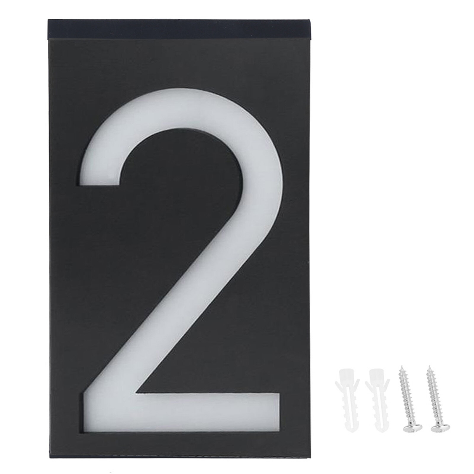Outdoor Solar Power LED Number Sign Light House Hotel Store Door Address Lights Plate(Numéro 2 )