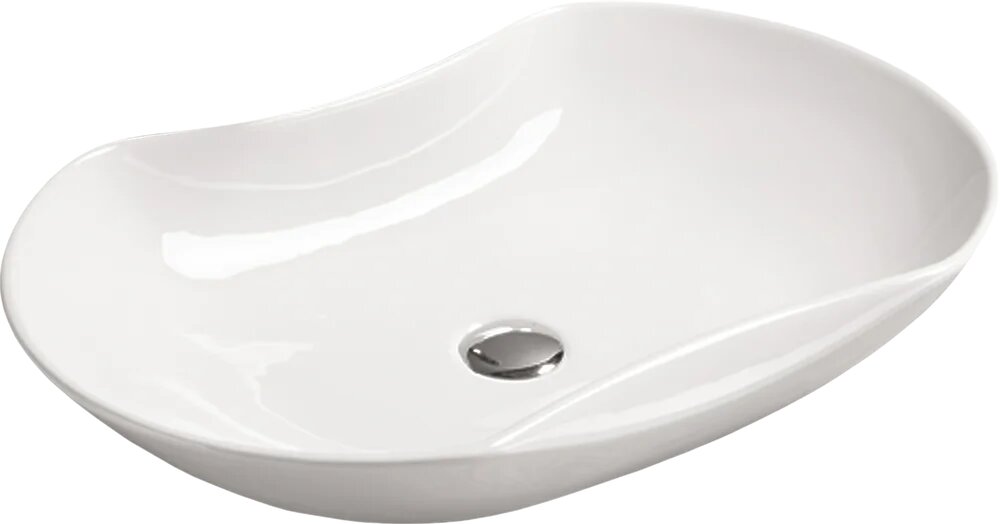 Накладная раковина SantiLine SL-1030 66 фаянсовая без отверстия под смеситель раковина для ванной 66 см овальная белая