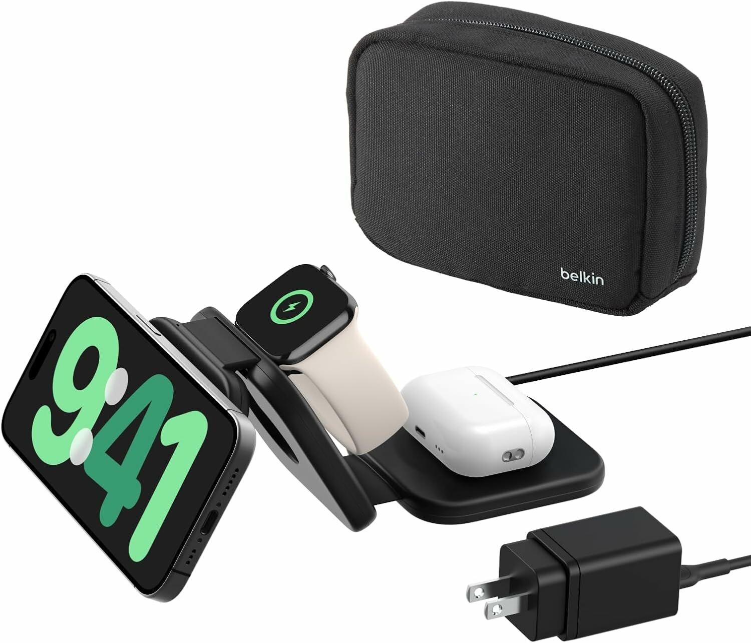 Зарядное устройство Belkin "BoostCharge Pro 3 в 1" для iPhone/Watch/AirPods, дорожное