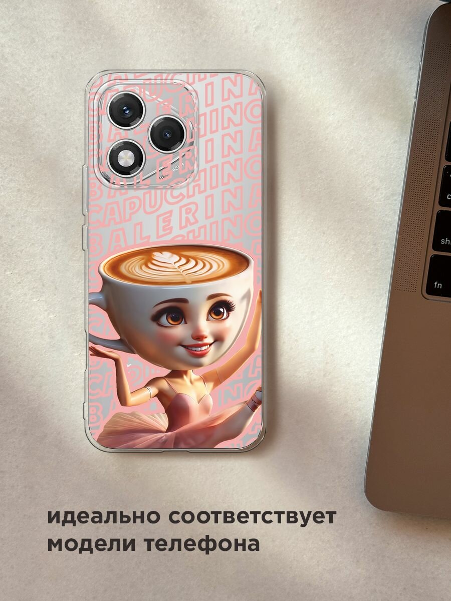 Чехол на Honor 400 Lite / Хонор 400 Лайт с принтом "Балерина капучино 2", прозрачный — фото 1