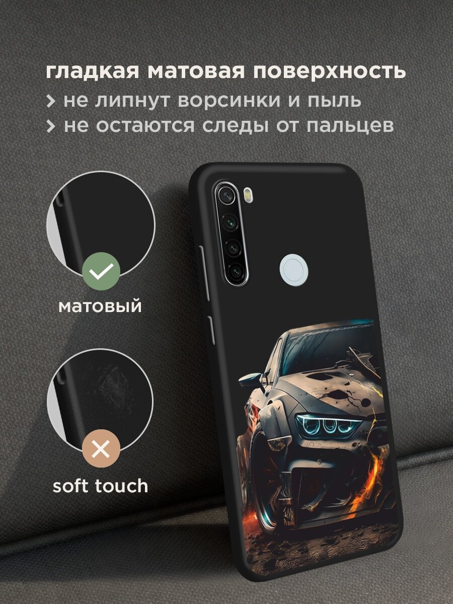 Черный матовый чехол на Xiaomi Redmi Note 8T / Сяоми Редми Нот 8Т с принтом "На износ" — фото 1
