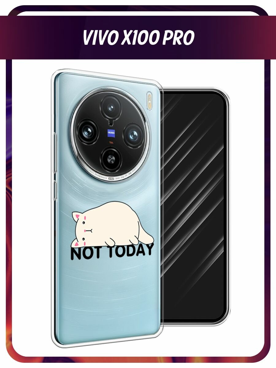 Чехол на Vivo X100 Pro / Виво X100 Про с принтом "Cat not today", прозрачный