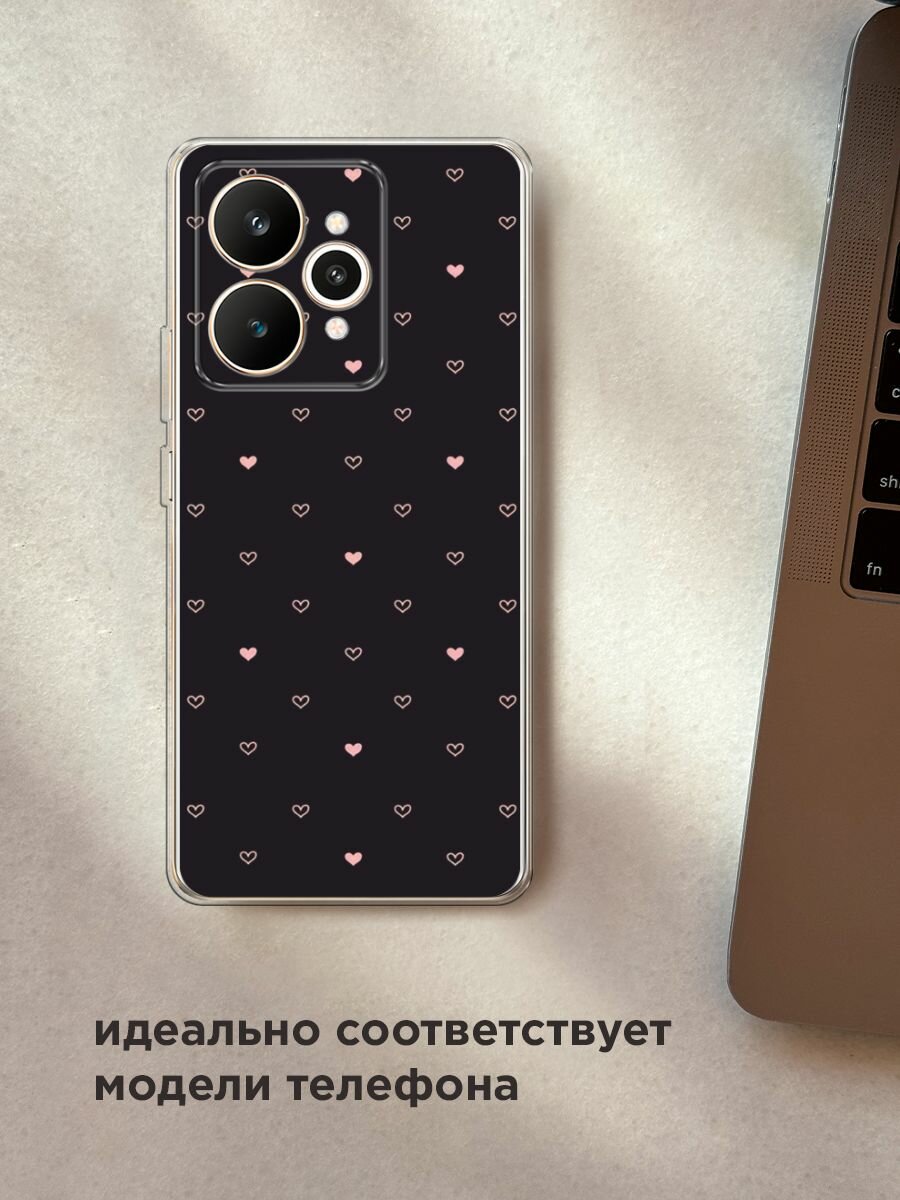 Чехол на Realme 15 / Реалми 15 с принтом "Черный фон и сердечки" — фото 1