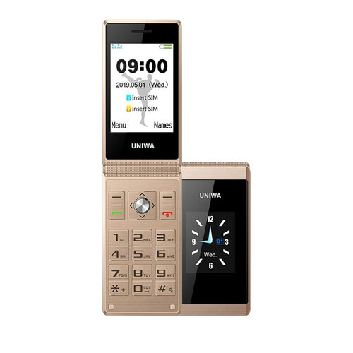 Телефон UNIWA X28 Flip, 2 SIM, золотистый
