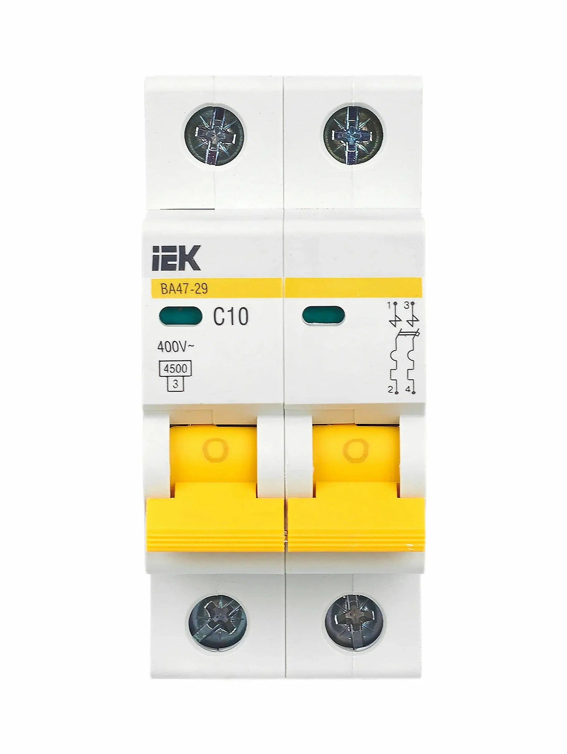 Автоматический выключатель IEK ВА 47-29 2P (C) электромагнитный 4,5kA 10 А