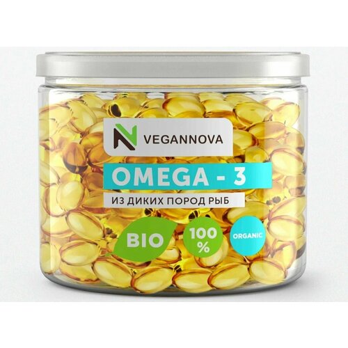 VeganNova Омега 3 в капсулах 1000мг, Рыбий жир 100%, для взрослых, 90 шт