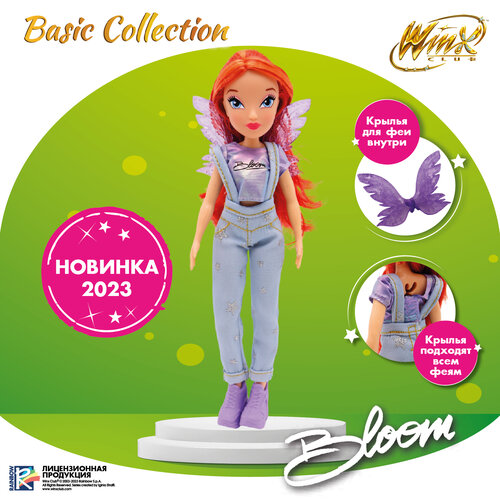 Кукла Winx Club Блум в джинсах с крыльями, 24 см, IW01322201 кукла barbie фея со съемными крыльями и короной gjj98 фея вариант 1