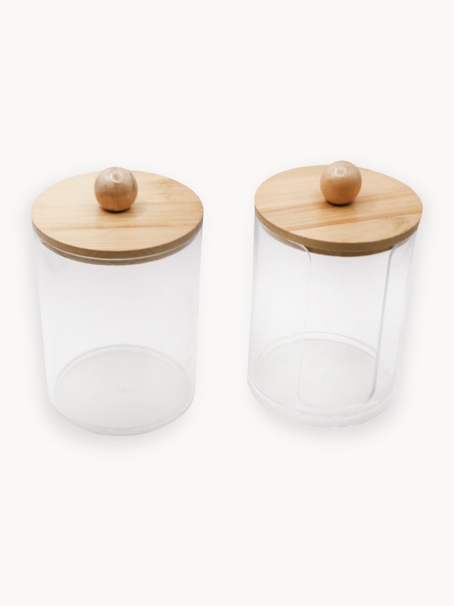 Органайзер для ватных дисков и палочек с крышками бамбук