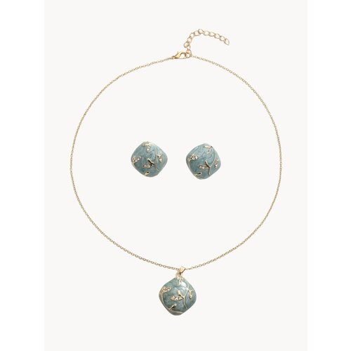 Комплект бижутерии MariArsi подвеска серьги эмаль размер кольецепочки 40 см голубой 906₽