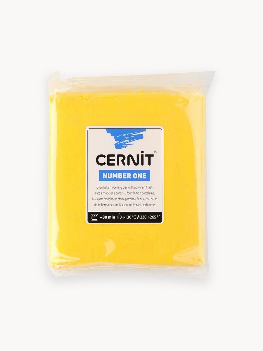 Полимерная глина запекаемая (пластика) Cernit № 1, 250 г, желтая