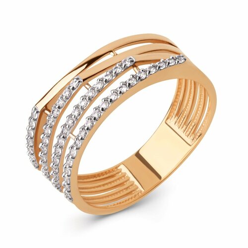 фото Кольцо яхонт, золото, 585 проба, фианит, размер 17, бесцветный яхонт ювелирный