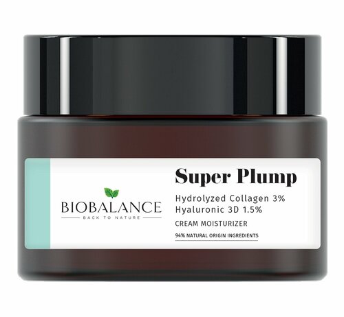 BIOBALANCE Super Plump Крем для лица с гиалуроновой кислотой и коллагеном увлажняющий, 50 мл