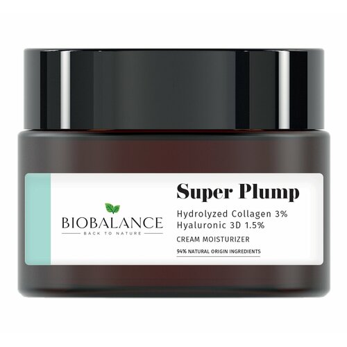 BIOBALANCE Super Plump Крем для лица с гиалуроновой кислотой и коллагеном увлажняющий, 50 мл