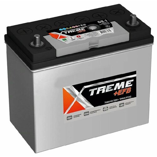 Аккумулятор автомобильный Xtreme EFB 75B24R 59 А/ч 540 А прям. пол. Азия авто (238x129x220)
