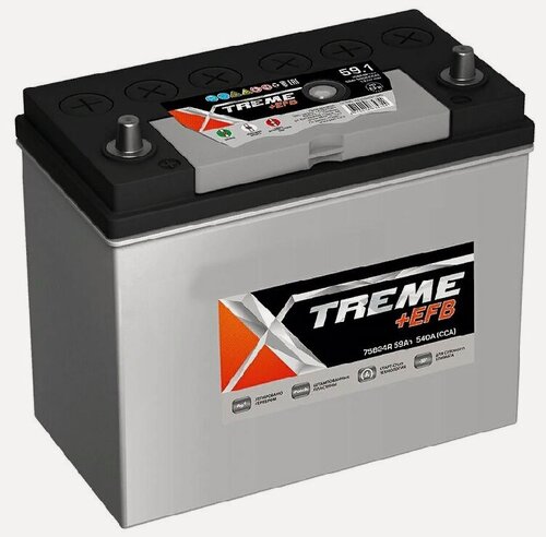Изображение товара Аккумулятор автомобильный Xtreme EFB 75B24R 59 А/ч 540 А прям. пол. Азия авто (238x129x220)