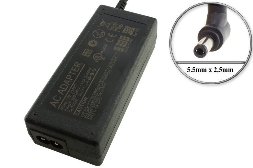 Адаптер (блок) питания 19V, 1.3A - 1.31A, 25W, 5.5mm x 2.5mm (ADPC1925EX. ADS-25PNC), отд. шнур, для монитора AOC и др. устройств