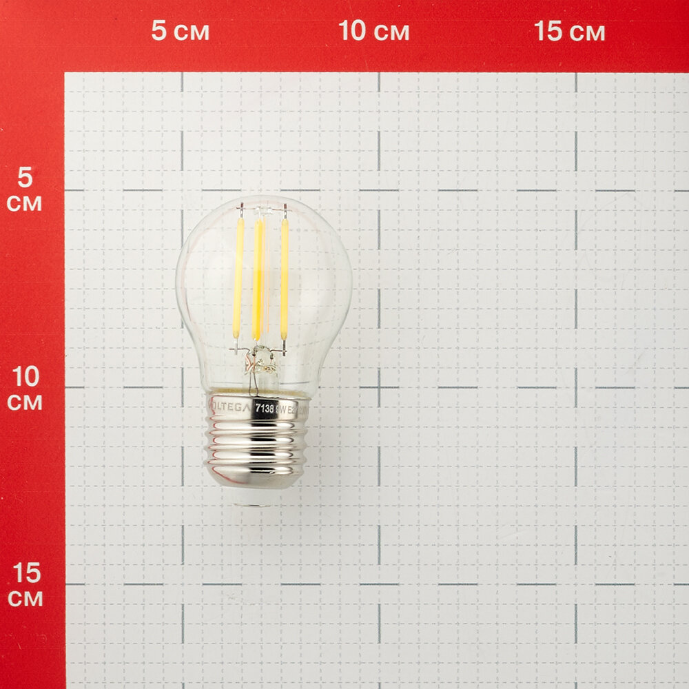 фото Лампа светодиодная Voltega Е27 2800К 7 Вт 800 Лм 240 В груша прозрачная