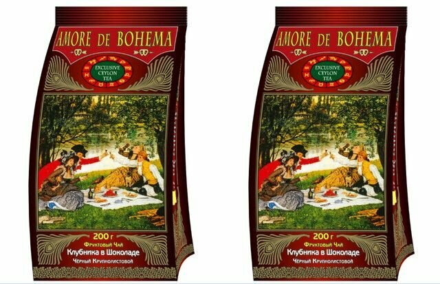 Amore de Bohema Чай черный, клубника в шоколаде, 200 г, 2 уп