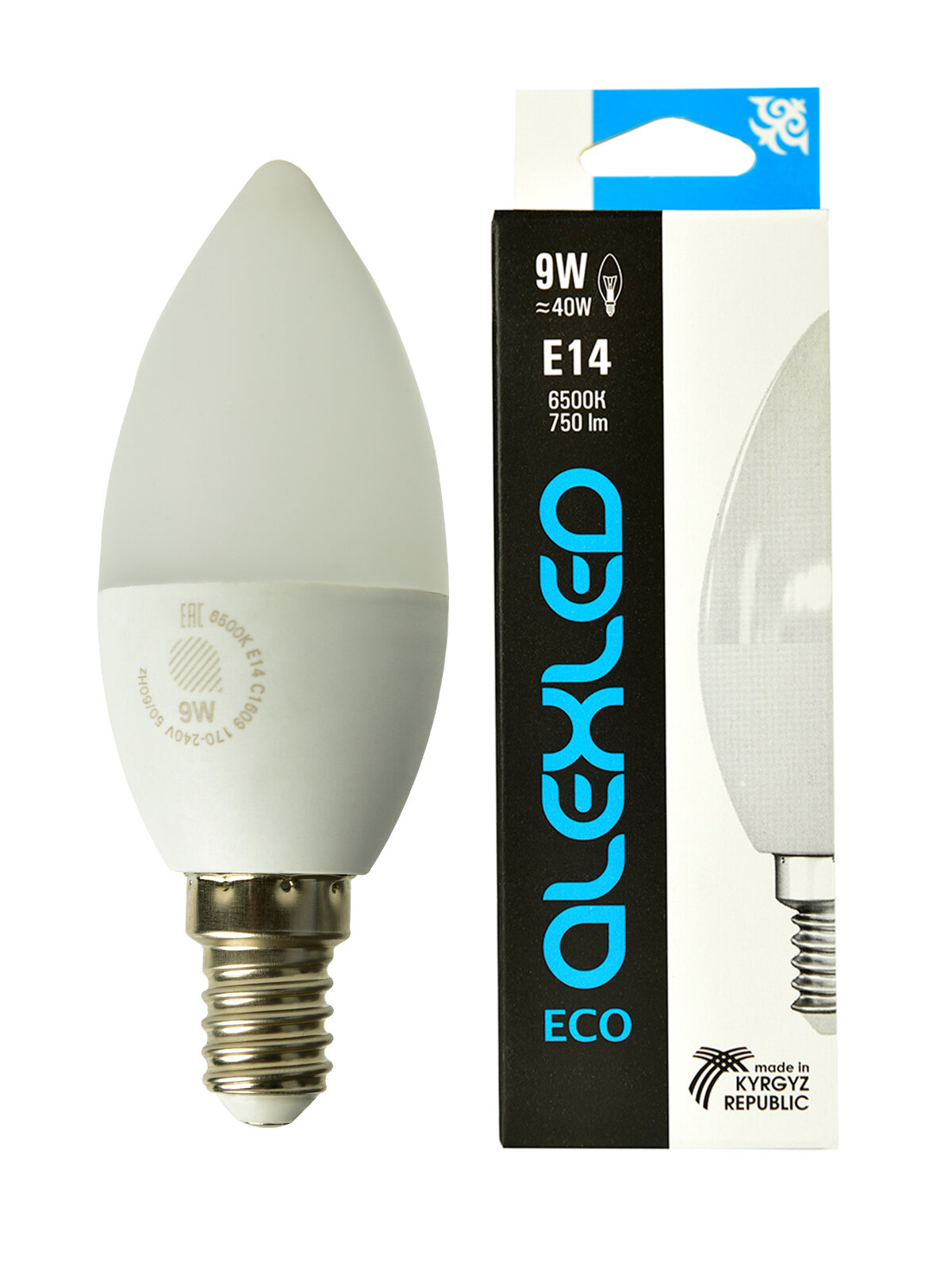 Лампа светодиодная С005 E14 K65 W9, холодный свет, диодная офисная лампочка дневного освещения, потолочная для дома от сети 220в