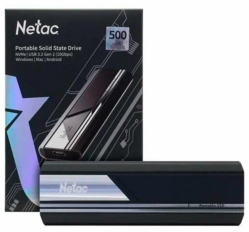 Ssd накопитель Netac ZX10 500GB USB 3.2 Gen 2 Type-C External SSD, R/W up to 1050/950MB/s, with USB C to A cable and 10Gbps USB C to C cable 5Y wty (NT01ZX10-500G-32BK) - фото №5