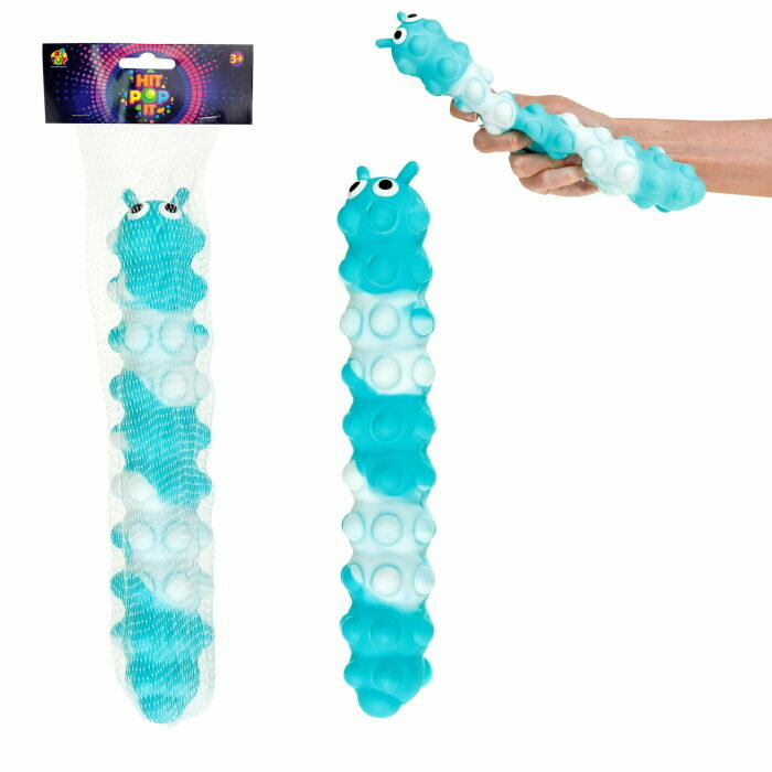 фото Игрушка-антистресс 1toy Hit PopIt бело-голубая "Гусеница"