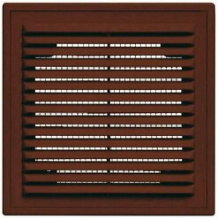 Решетка вентиляционная пластик, 250х250 мм, с сеткой, коричневая, Виенто, 2525ВРкор