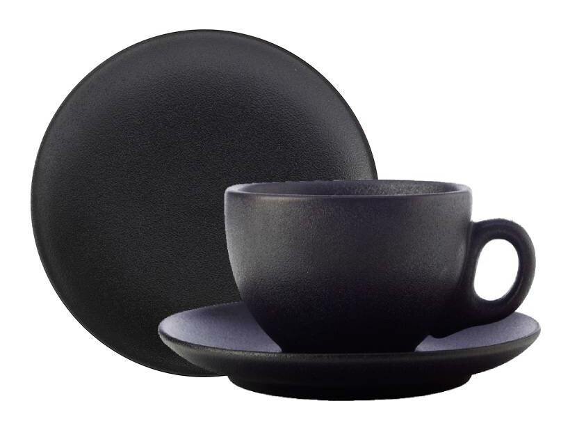 фото Набор тарелка закусочная + чашка с блюдцем Икра (чёрная) (Maxwell&Williams)