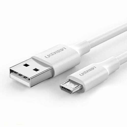 Кабель USB A --> Micro USB 5P (B) 1.0м (USB 2.0) Ugreen, 2.4A, белый (60141) кабель usb type a to microusb