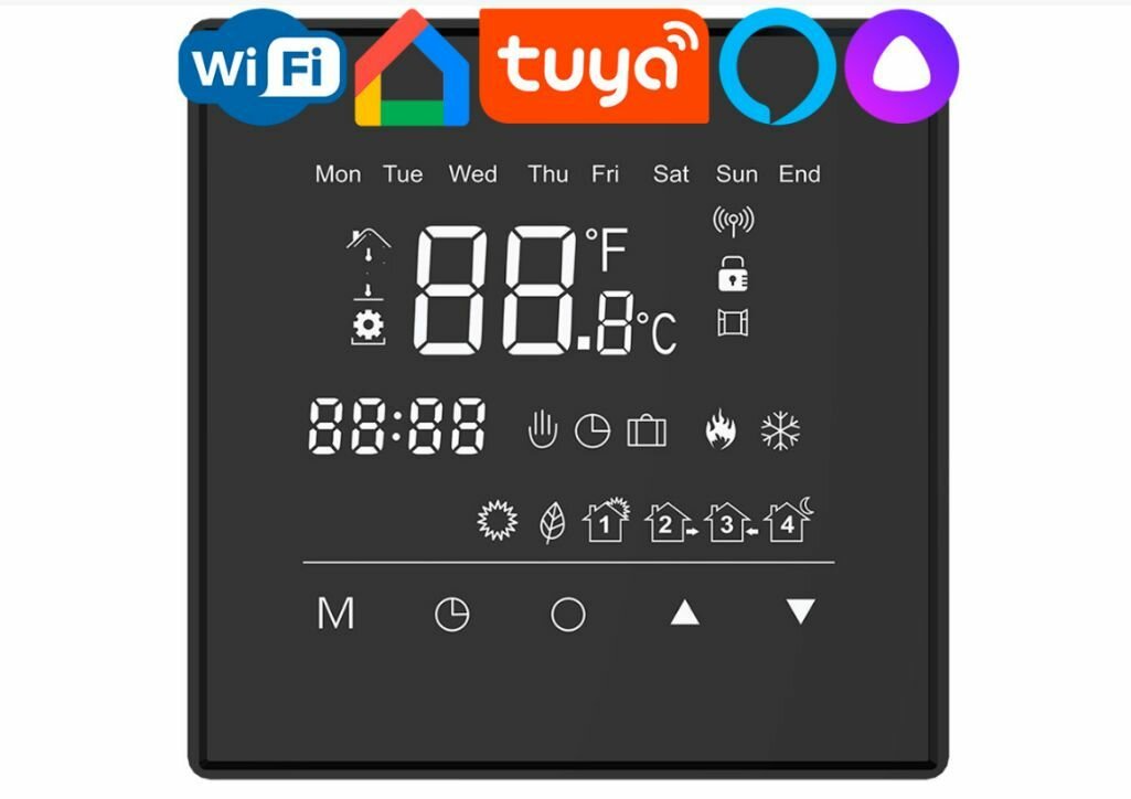 фото Терморегулятор/термостат Warmlife Mirror Black (M62+W с Wii-Fi) програмируемый зеркальный
