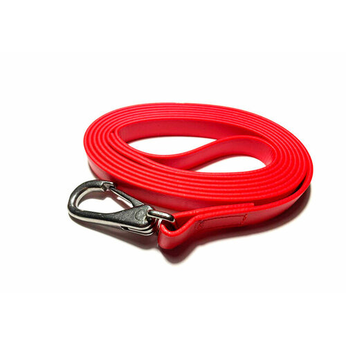 Поводок из биотана гриппи красный 2,4-2,7 мм х 16 мм карабин нерж. сталь защелка 65 мм 2 м