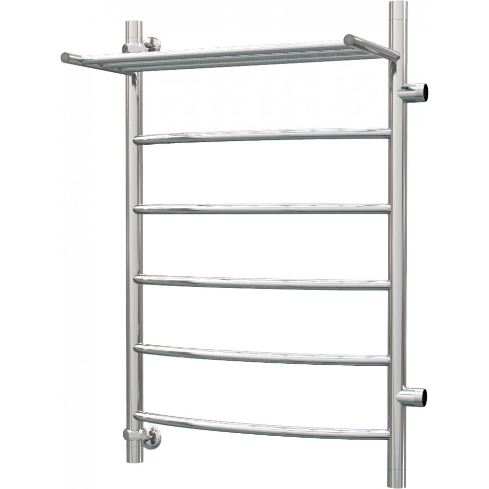 фото Водяной полотенцесушитель Роснерж Дуга L104101 80x50 с полкой и боковым подключением 400, правый