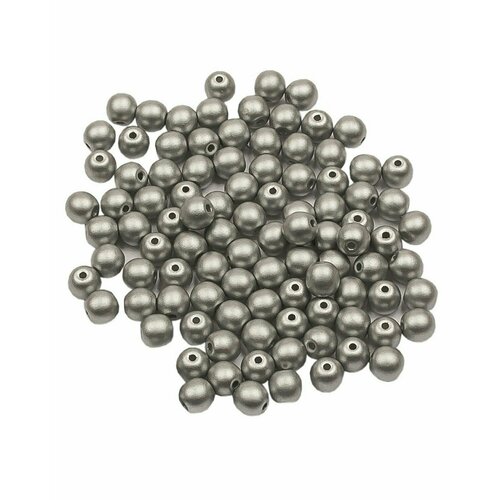 Стеклянные чешские бусины, круглые, Round Beads, 4 мм, цвет Alabaster Metallic Silver, 100 шт.