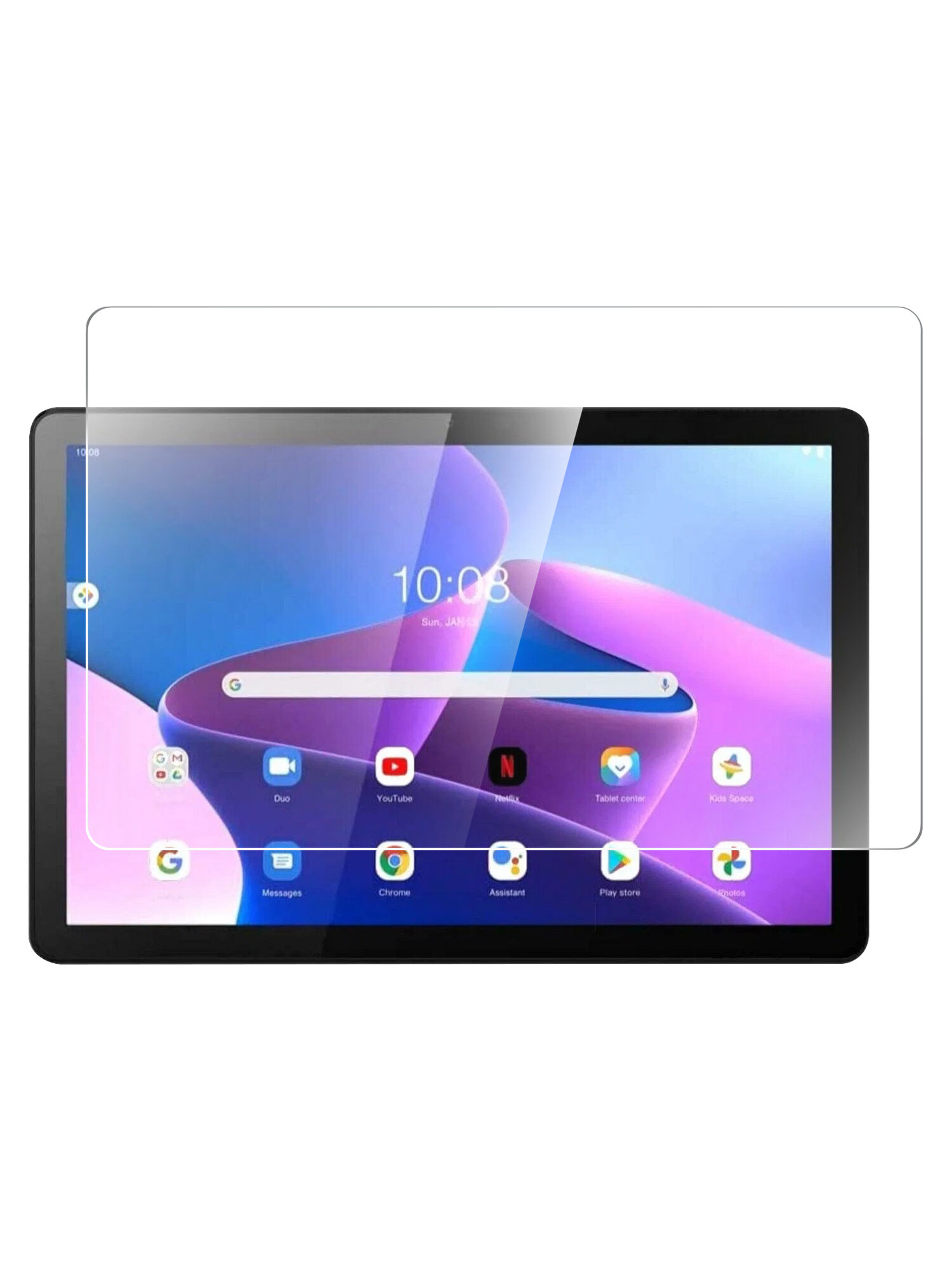 Защитное стекло на Lenovo Tab M10 Gen 3 TB328 (Леново Таб М10 Ген 3 ТВ328) на Экран, (гибридное: пленка+стекловолокно) прозрачное Hybrid Glass, Brozo