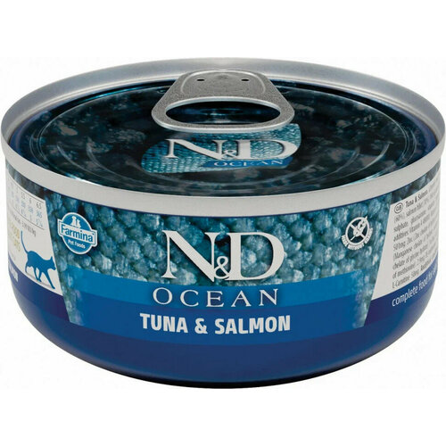 Farmina N&D Cat Ocean Tuna and Salmon влажный корм для взрослых кошек с тунцом и лососем - 70 г х 30 шт