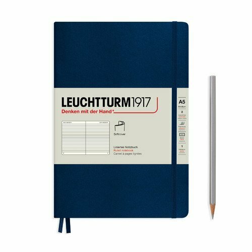 Записная книжка Leuchtturm А5, в линейку, темно-синий, 123 страниц, мягкая обложка