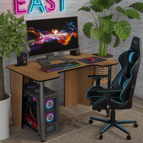 Коричневый компьютерный стол с черной кромкой от бренда 