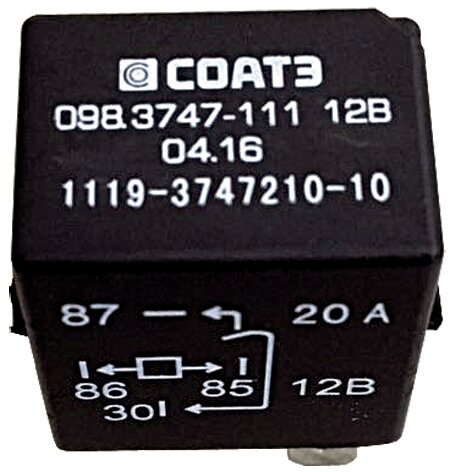фото Реле мини 12V 20А 4х-контактное 98.3747-111 с резистором (СОАТЭ) 98.3747-111