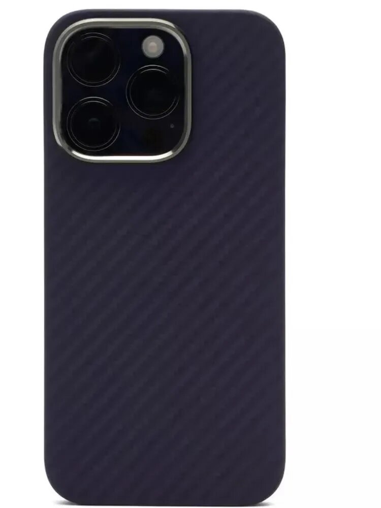 Чехол для iPhone 15 Pro KZDOO Keivlar / Противоударный кевларовый чехол айфона 15 Про / Карбон / фиолетовый