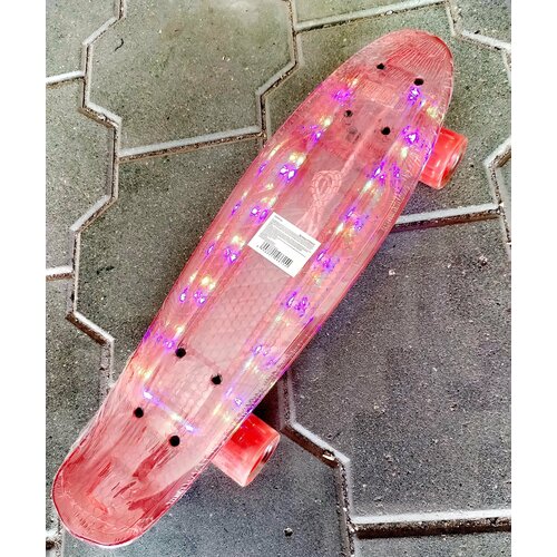 Скейтборд 22  со световыми элементами красный