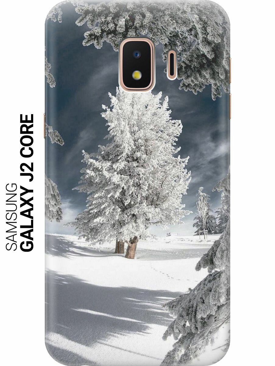 Силиконовый чехол на Samsung Galaxy J2 Core / Самсунг Джей 2 Кор с принтом "Заснеженные деревья"