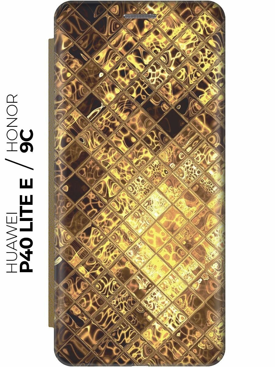 Чехол-книжка Янтарные соты на Honor 9C / Huawei P40 Lite E / Хуавей П40 Лайт Е / Хонор 9С золотой