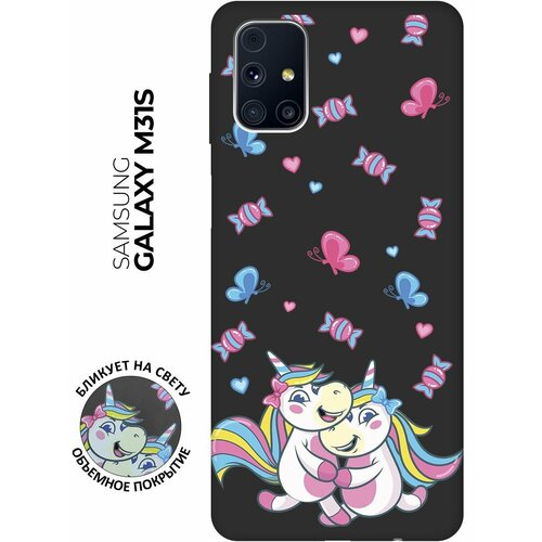 Матовый чехол Unicorns and Candies для Samsung Galaxy M31S / Самсунг М31с с 3D эффектом черный матовый чехол unicorns and candies для samsung galaxy a14 самсунг а14 с 3d эффектом черный