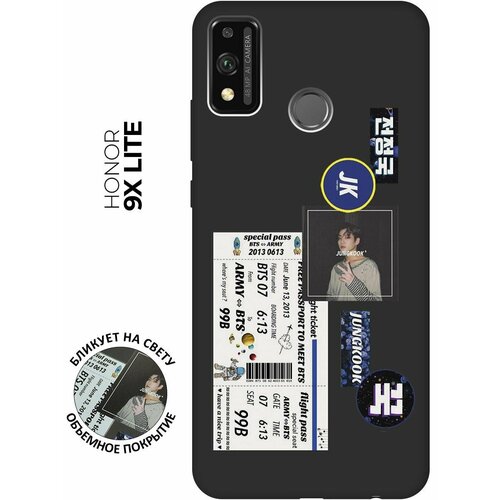 Матовый чехол BTS Stickers для Honor 9X Lite / Хонор 9Х Лайт с 3D эффектом черный матовый чехол trekking для honor 9x lite хонор 9х лайт с эффектом блика черный